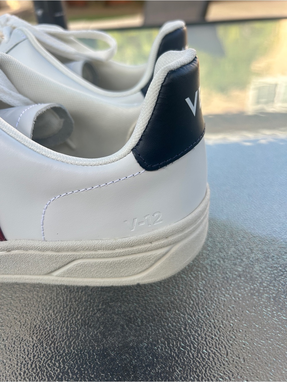 Veja V-12 Red Maroon V Blue Heel Tab Sneaker Leather Casual - Picture 6 of 8